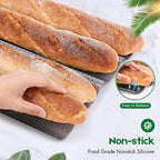 AMAGABELI GARDEN & HOME Baguette Bread Pan 15" x 13" Nonstick Perforated Baguette Tray French Bread Baking 4 Wave Loaf Bake Mold Toast Cooking Baker Molding Gutter Oven Toaster Dishwasher Safe Silver