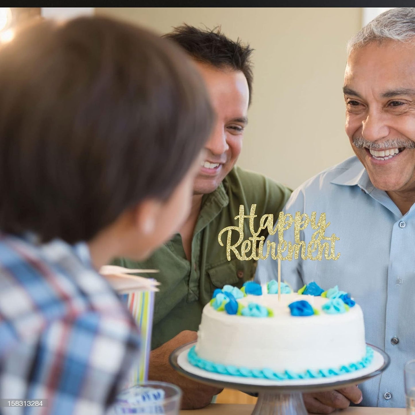 Gyufise Gold Glitter Happy Retirement Cake Topper Retirement Cake Decoration Picks for Retired Party Cake Decoration Party Supplies 1 Pack