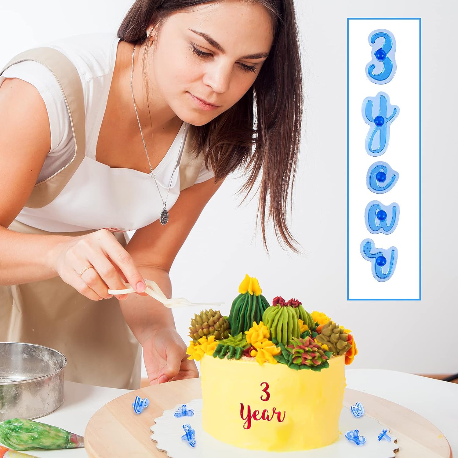 OIIKI 83 Pcs Fun Alphabet Number Cake Stamp Set, Special Characters & Numbers DIY Sugar Cake & Cookie Decor