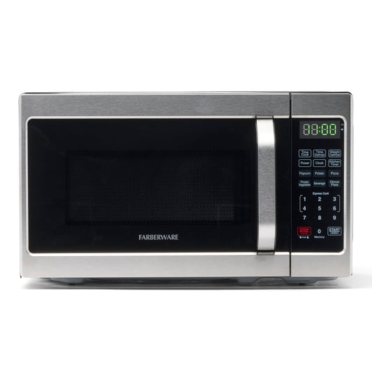 Farberware Countertop Microwave 700 Watts, 0.7 Cu. Ft. - Microwave Oven With LED Lighting and Child Lock - Perfect for Apartments and Dorms - Easy Clean Stainless Steel