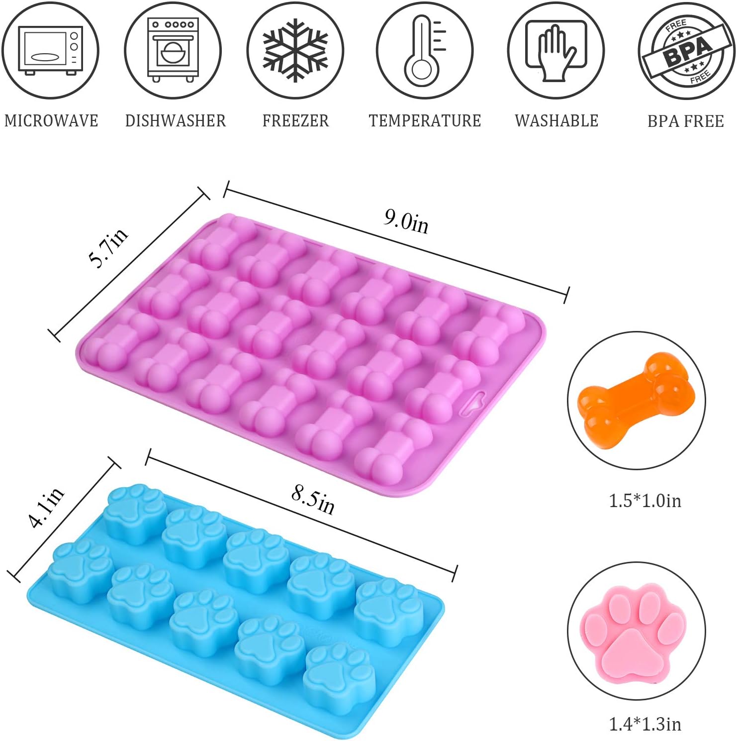 Puppy Dog Paw Bone Silicone Mold, Baking Mold, Used for Jelly, Candy, Chocolate,Ice Cube, Can Bake Dog Snack Biscuits