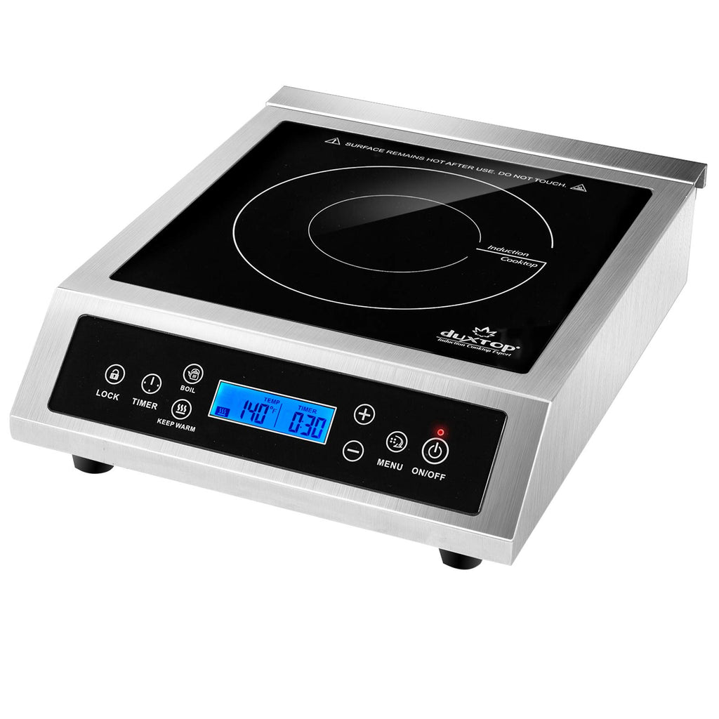 Duxtop Professional przenośna kuchenka indukcyjna, palnik do użytku komercyjnego, palnik indukcyjny o mocy 1800 W z czujnikiem dotykowym i ekranem LCD, P961LS/BT-C35-D, srebrny/czarny