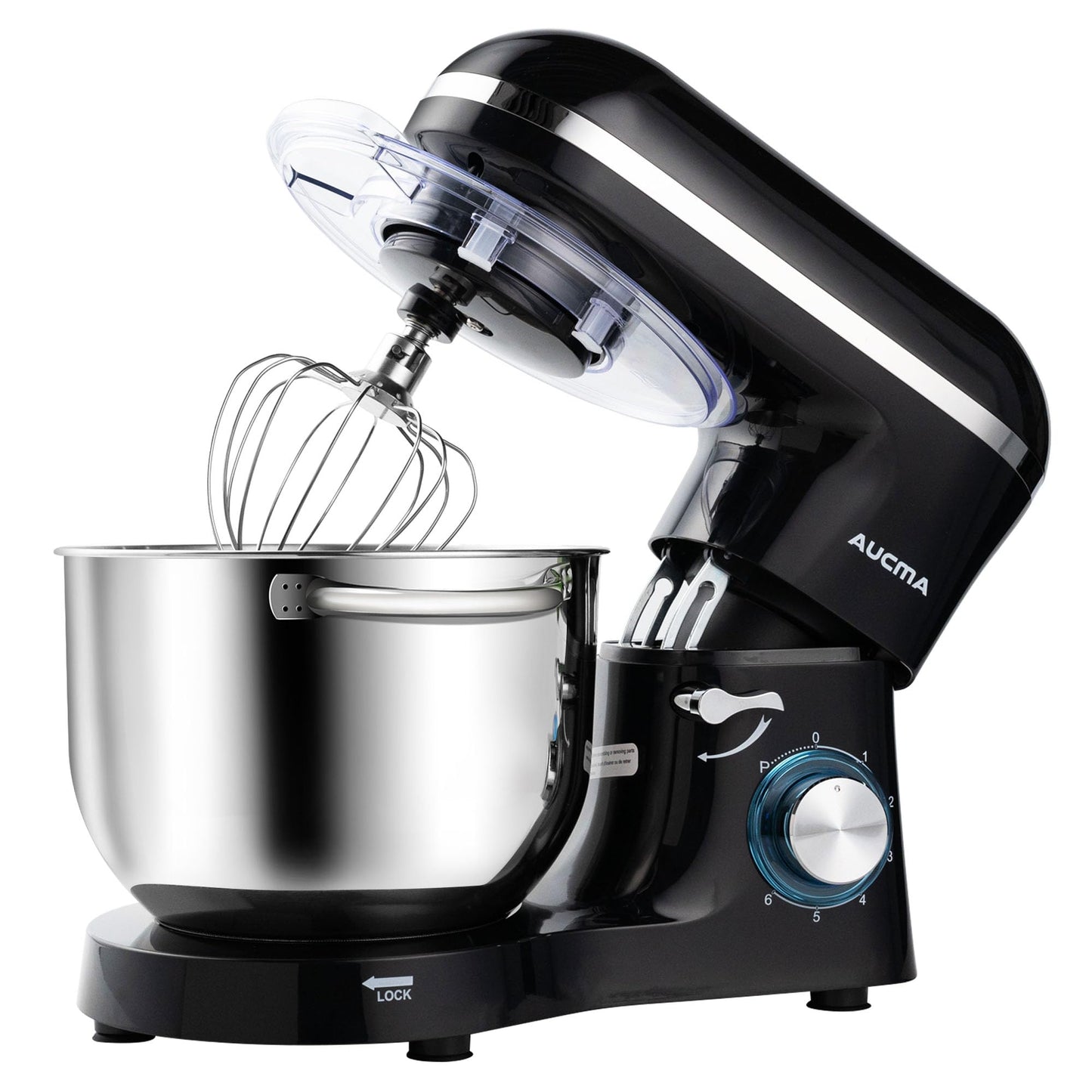 Aucma Stand Mixer,6.5-QT 660W 6-Speed Tilt-Head Food Mixer, Kitchen Electric Mixer with Dough Hook, Wire Whip & Beater (6.5QT, Black)