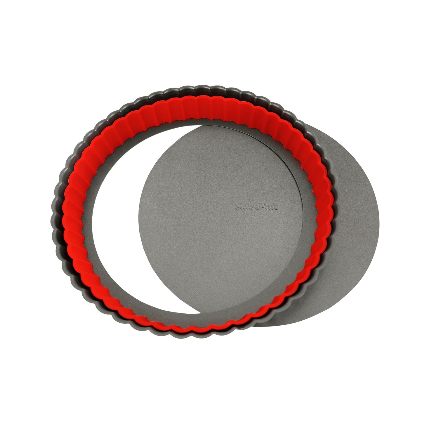 Patz&Patz Fluted Tart Pan 9 Inch Removable Bottom with Patented Silicone Crust Shaper | Nonstick Carbon Steel Quiche Baking Dish, Fruit Tart Molds for Baking, Quiche Pan & Pie Mold - PFOA & PTFE-Free