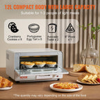 VEVOR 5-IN-1 Steam Oven Toaster, 12L Convection Oven, 1300W Steam Toaster Oven Countertop Combo with Grill, Pizza Pan, Gloves, 2 Slices Toast, 6-inch Pizza, Home and Commercial Use