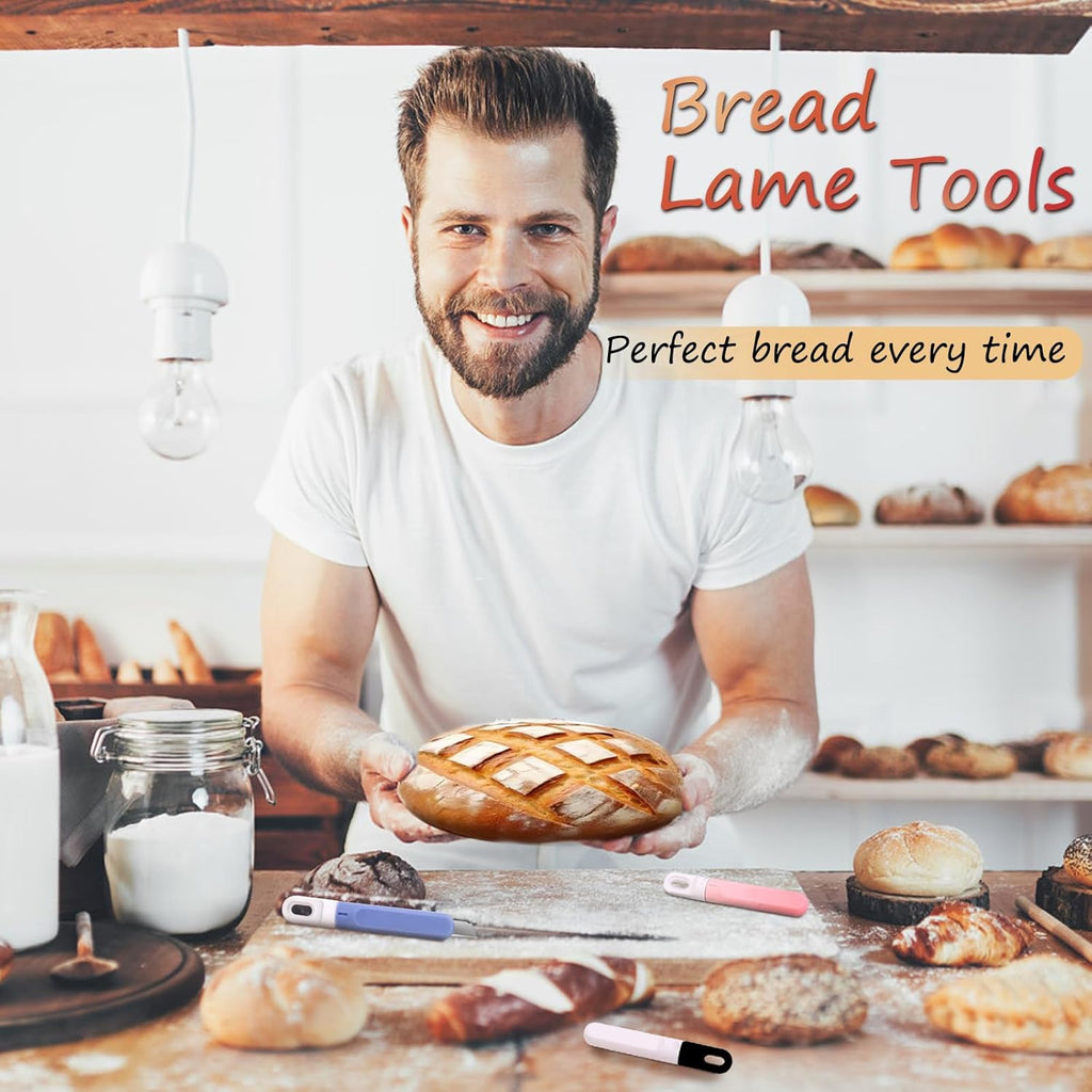 Bread Lame Dough Scoring Tool, 3PCS Retractable Sourdough Scoring Tool, Cutting Bread Scoring Tool, Bread Scoring Knife Razor for Bread Baking, Bread Cooking Supplies Accessories