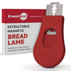Upgraded Extractable & Magnetic Bread Lame Dough Scoring Tool - Professional Sourdough scoring tool for Sourdough Bread baking & Bread Making Tools - Scoring Patterns booklet & 5 Razor Blades