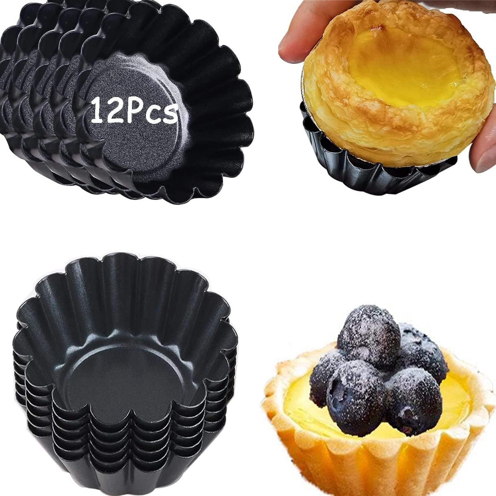 Tart Pan, 9 Inch Tart Pans, Non-Stick Removable Loose Bottom Carbon Steel 9In Tart Pan, The 9.5 Inches at the Top and 9 Inches at the Bottom, With a Depth of 1.1 Inches.