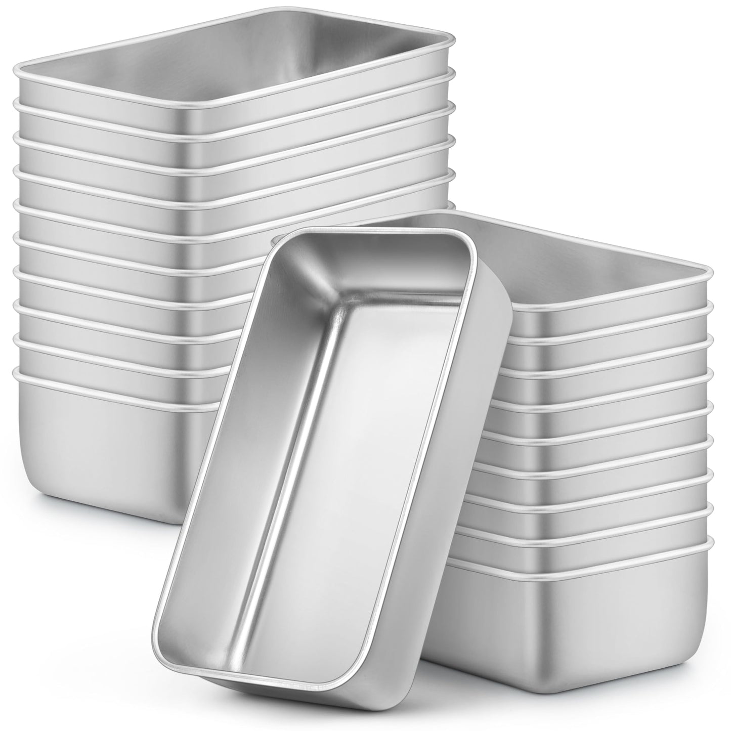 LIANYU 8 Pack 9x5 Loaf Pans for Bread Baking, Stainless Steel Baking Bread Pans, Small Loaf Tins for Homemade Brownies and Pound Cakes, Dishwasher Safe
