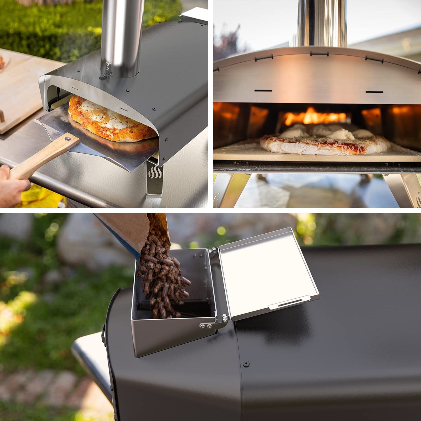 Mimiuo Outdoor Pizza Oven Wood Pellet 12" Pizza Ovens with Pizza Stone and Pizza Peel, Portable Wood-Fired Pizza Oven Pizza Stove for Backyard and Outside (Classic W-Oven Series)