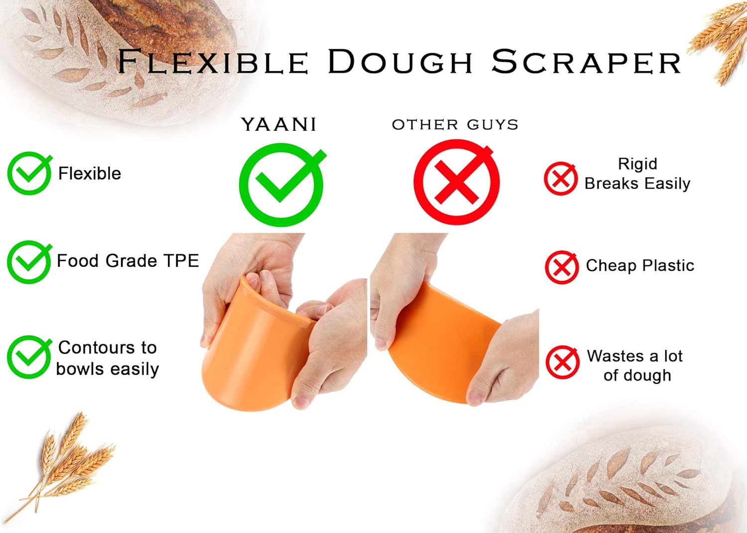 YAANI Sourdough Starter Kit, Sourdough Bread Baking Supplies, Banneton Bread Proofing Basket Set Of 2 Round and Oval, Dough Whisk, Scoring Tool, Metal Scraper, Silicone Scraper, Premium Baking Tools