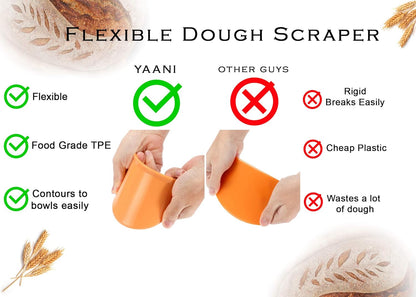 YAANI Sourdough Starter Kit, Sourdough Bread Baking Supplies, Banneton Bread Proofing Basket Set Of 2 Round and Oval, Dough Whisk, Scoring Tool, Metal Scraper, Silicone Scraper, Premium Baking Tools