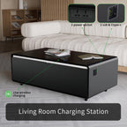 ACCOER 51in Smart Coffee Table with Built in Fridge, Living Room Table Bluetooth Sound and Wireless Charging, Type-C & USB Interface, Temperature Control, Modern Center Table with LED