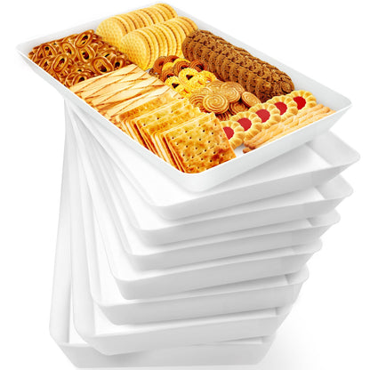 WOWBOX 4 pcs Serving Tray for Entertaining, Serving Platters for Snacks, Fruit, Cookies, Dessert, Reusable Plastic Trays for Serving Food and Pantry Organization in Kitchen & for Parties