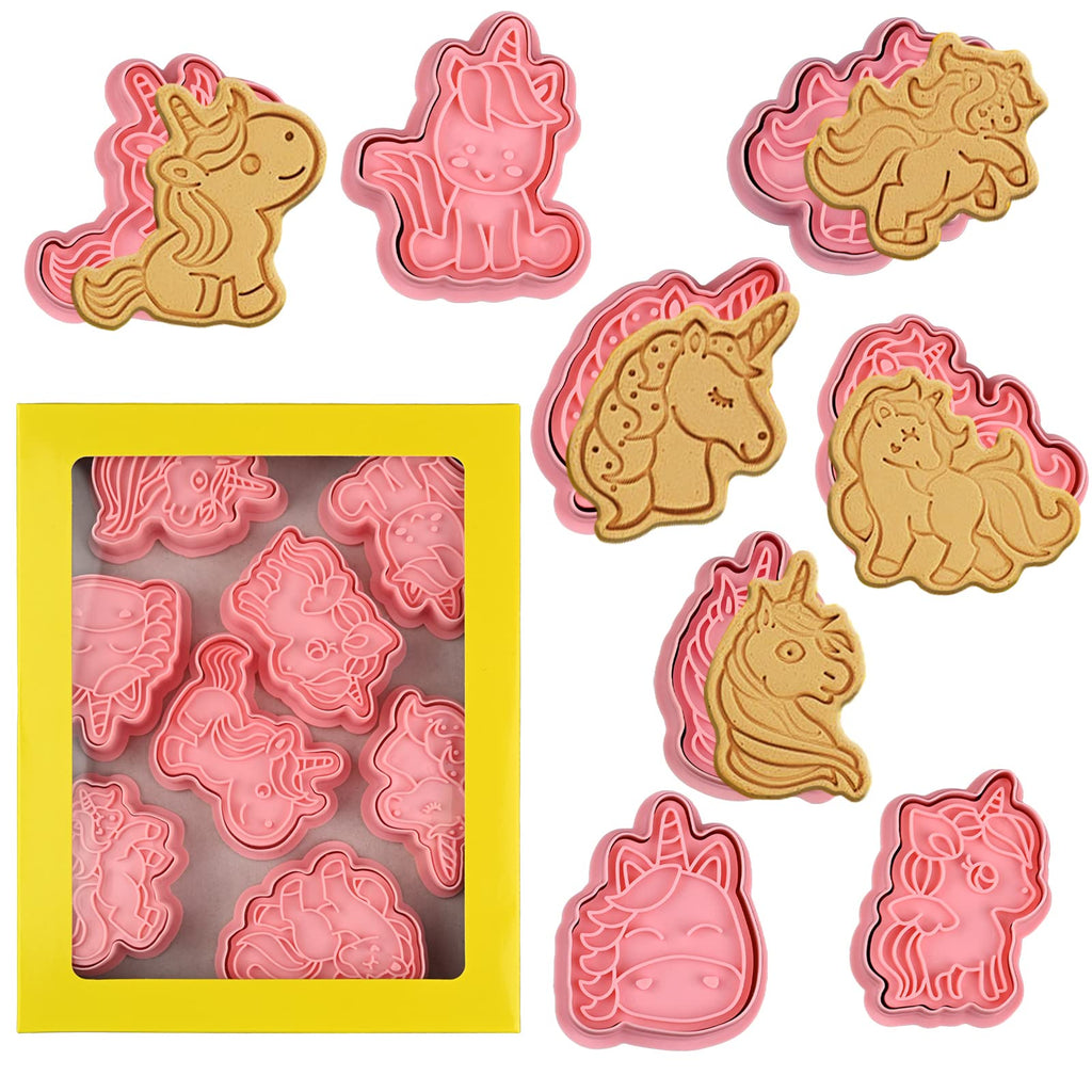 Animal Cookie Cutters With Plunger Stamps Set,8 Piece 3D Animal Embossing Cutters For Biscuit Fondant Cheese Baking Molds