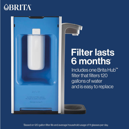 Brita Hub Instant Powerful Countertop Water Filter System, Reduces 70+ Contaminants, 12 Cup Water Reservoir, Includes 6 Month Carbon Block Filter, White, 87340