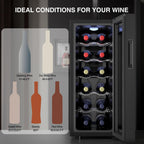 Luztolent 12 Bottles Wine Fridge, Wine Cooler Refrigerator, 46-66℉ Digital Temperature Control & Double-chip Cooling System, 38dB Low Noise, Small Fridge for Kitchen, Condo, RV