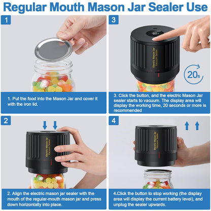 LOVE MOMENT Electric Mason Jar Vacuum Sealer Kit for Wide Mouth and Regular Mouth Mason Jars