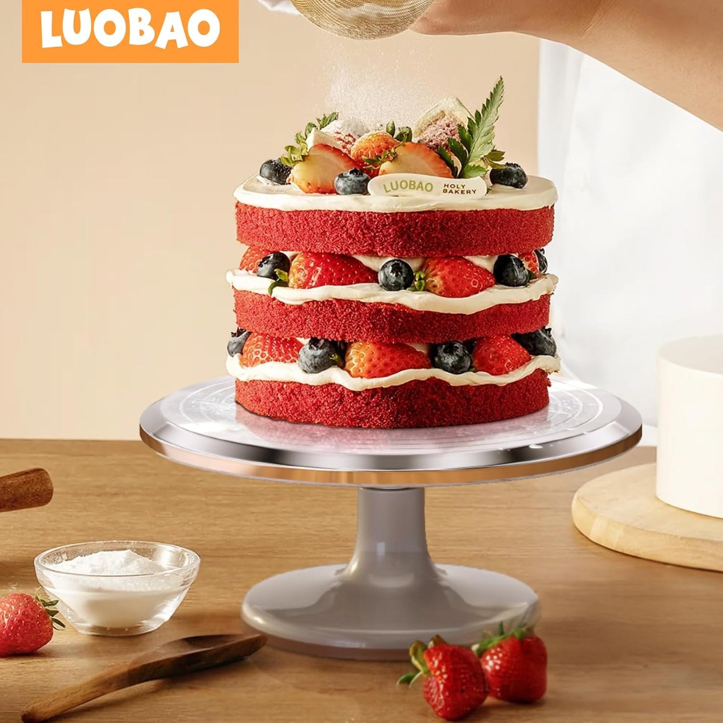 12 Inch Round Aluminum Revolving Cake Decorating Stand,Cake Turntable, Rotating Cake Stand,for Cake,Pastries and Cake Decorations