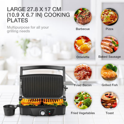 Panini Maker, iSiLER 2 Slice Panini Press Grill, Electric Sandwich Maker Non-Stick Coated Plates, Opens 180 Degrees for Cooking Breakfast Snacks