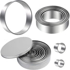 Round Cookie Cutters Set 12 Pieces Bistcuit Cookie Cutters Circle Pastry Cutters Round Donut Ring Molds for Baking for Pastries Doughs Doughnuts