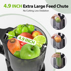 Juicer Machines, Aeitto Cold Press Juicer,4.9" Wide Mouth Fits for Whole Fruits and Vegetables, Slow Masticating Juicer Easy to Clean, High Juice Yield,Black