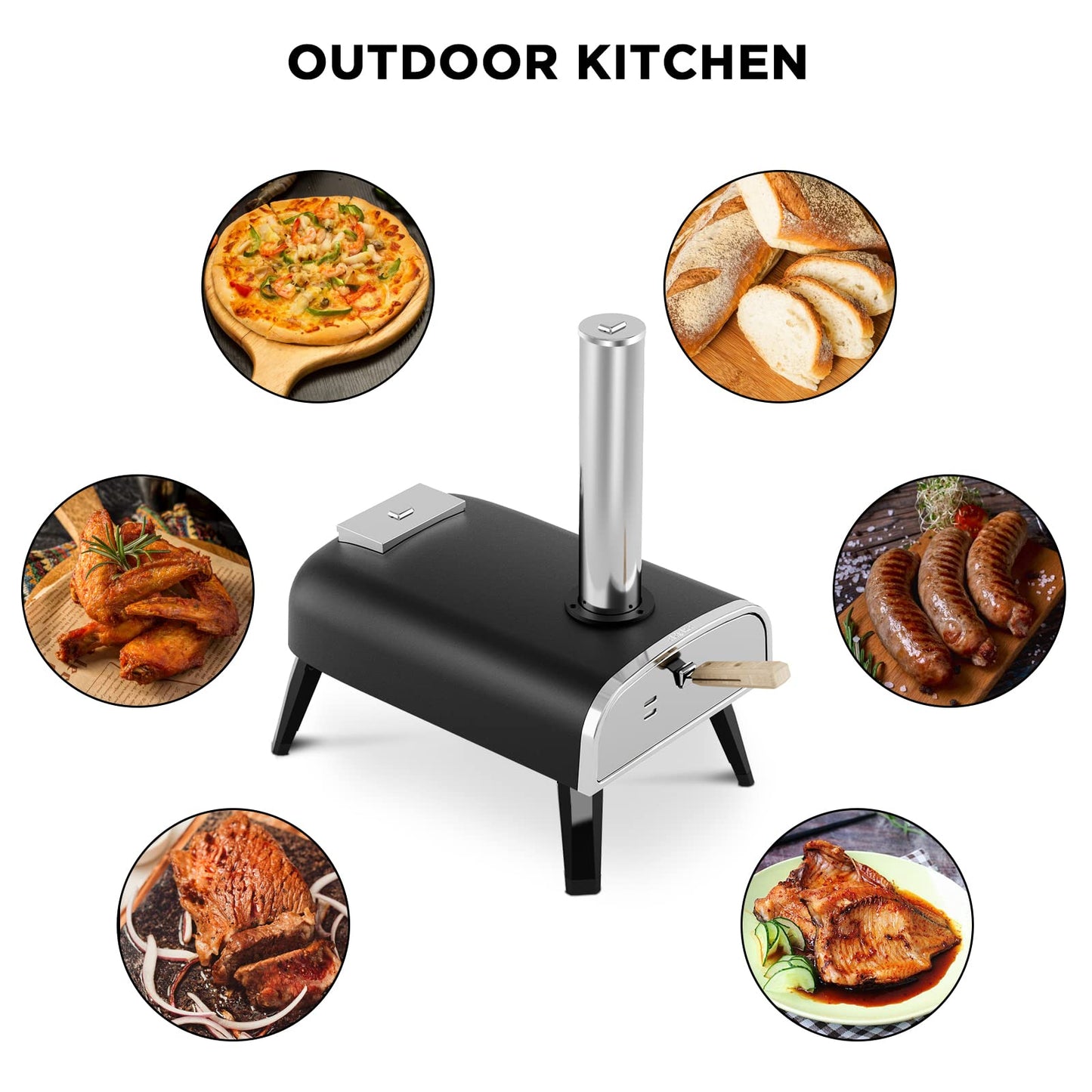 aidpiza Pizza Oven Outdoor 12" Wood Fired Pizza Ovens Pellet Pizza Stove for outside, Portable Stainless Steel Pizza Oven for Backyard Pizza Oven