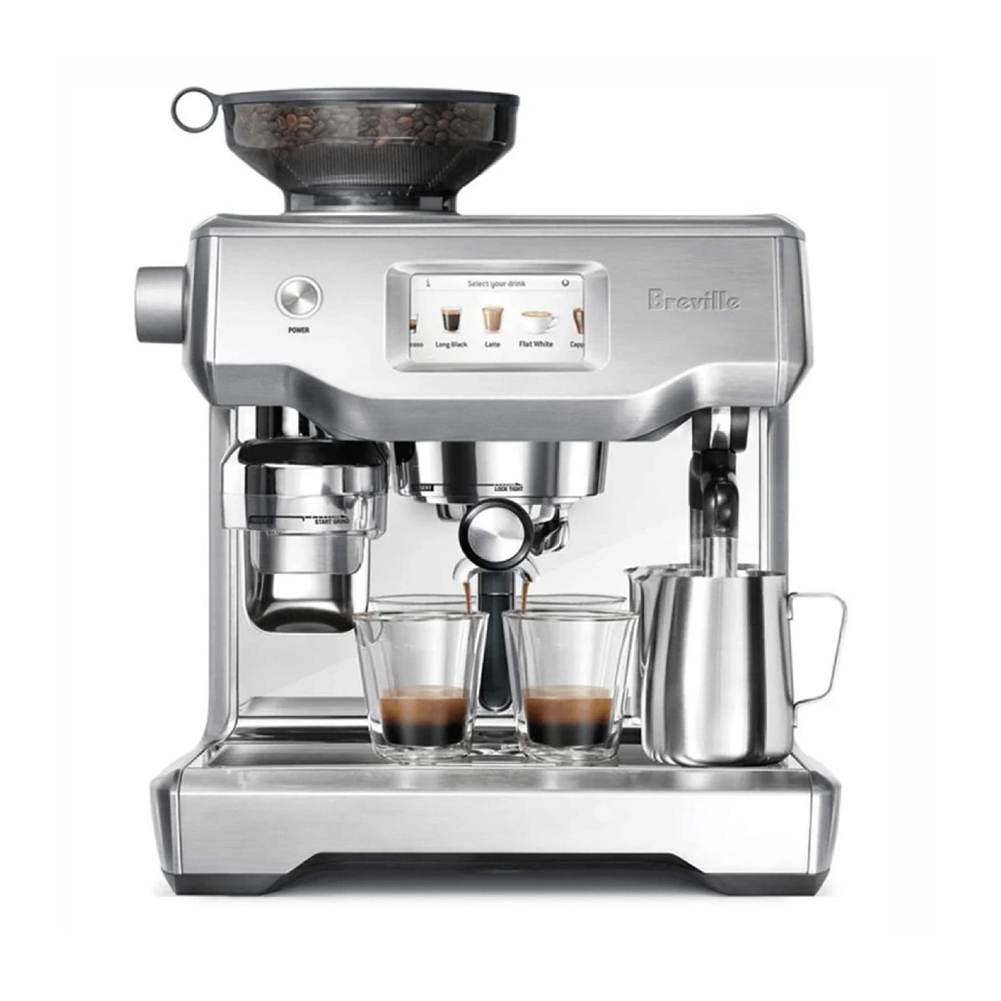 Breville the Oracle Touch Automatic Espresso Machine with Grinder & Milk Frother, Espresso Maker with Touchscreen, Cappuccino & Latte Machine for Home, BES990BSS, Brushed Stainless Steel