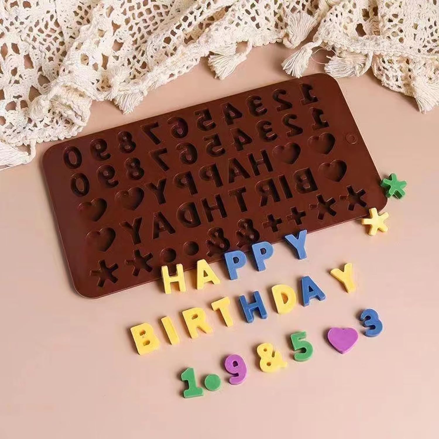 2 pcs Number Chocolate Molds and Letter Silicone Molds, kitchen utensils, cake cookies, ice cubes, chocolate resin candy making products