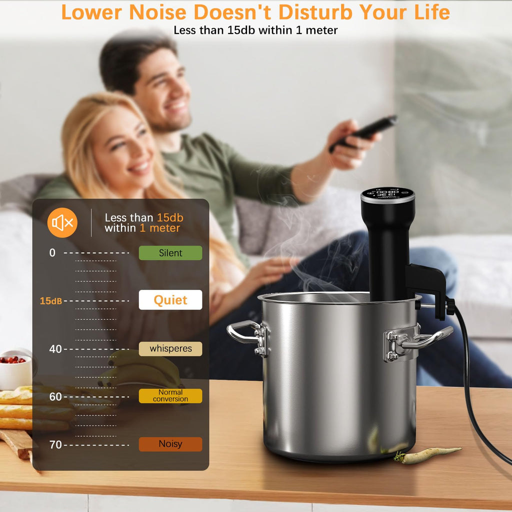 Су-від машина Wi-Fi, плита су-від Cattleman Cuisine, занурювальний циркулятор, комплект для приготування суші з 30 вакуумними пакетами, вакуумний насос, кулінарна книга, точний температурний режим і таймер, 1000 Вт, водонепроникність IPX7.