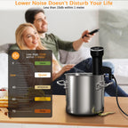 Су-від машина Wi-Fi, плита су-від Cattleman Cuisine, занурювальний циркулятор, комплект для приготування суші з 30 вакуумними пакетами, вакуумний насос, кулінарна книга, точний температурний режим і таймер, 1000 Вт, водонепроникність IPX7.