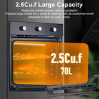 Piekarnik ścienny TacleeKii Single Wall Oven 24" do zabudowy elektryczny - 2,5 Cu.Ft duża pojemność, doskonała moc gotowania, 8 trybów gotowania, 3000 W, szkło bezpieczne z potrójną warstwą