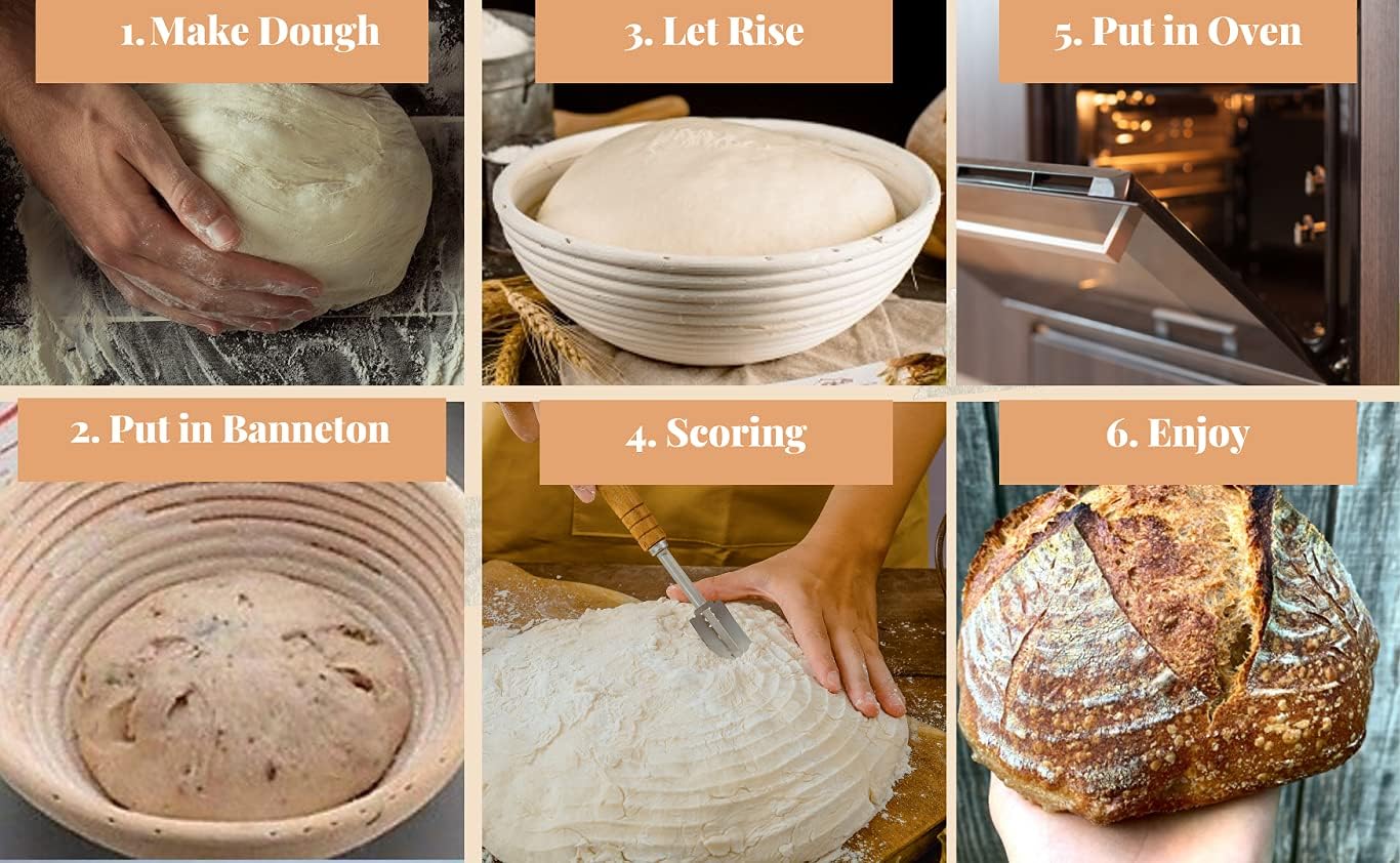 9 inch Round Banneton Bread Proofing Basket Liner SUGUS HOUSE Brotform Dough Rising Baking Bowl Dough Gifts for Bakers Proving Baskets for Sourdough