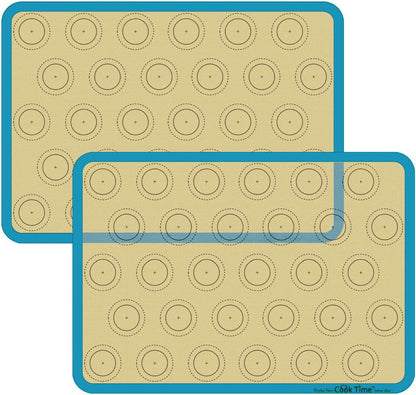 Macaron Silicone Baking Mat - Set of 2 Non Stick Silicon Macaroon Baking Sheet Cookie Liner(BPA Free/Reusable/Half Sheet),Perfect Cooking Kit for Macarons,Pastry,Cake and Bread Making (Red)