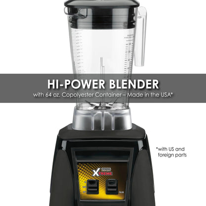 Waring Commercial MX1000XTX 3.5 HP Blender with Paddle Switches, Pulse Feature and a 64 oz. BPA Free Copolyester Container, 120V, 5-15 Phase Plug, Black