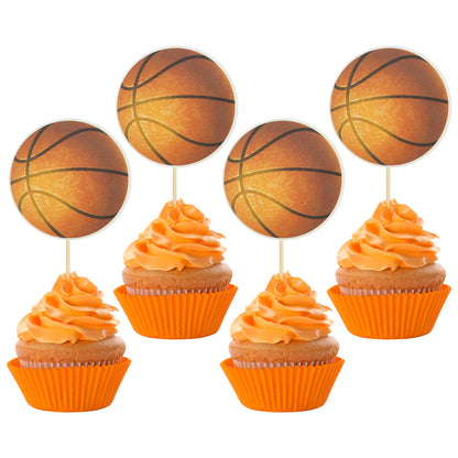 1Pc Basketball Happy Birthday Cake Topper Glitter Basketball Sports Theme Birthday Cake Pick for Theme Baby Shower Birthday Party Cake Decorations Supplies