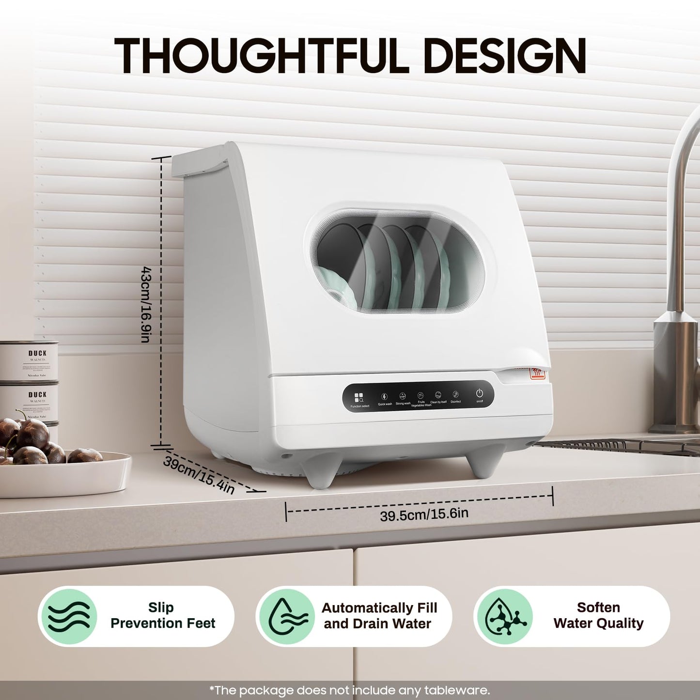 Portable Countertop Dishwasher 158℉ Mini Dishwasher 5 Programs 5L Automatic Dishwashing Machine 360° Spray Deep Cleaning With Air Drying 1200W Compact Dishes Cleaner