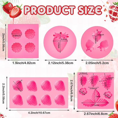 5 Pcs Strawberry Baking Mold Silicone Handmade Candy Jelly Bakeware 3D Flower Strawberry Embed Silicone Fruit Shape Pastry Mold for Soap wax Chocolate Fondant Ice Cream Cupcake Cake Decor