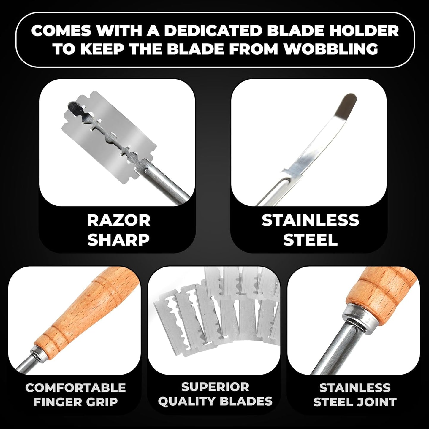 Orblue Bread Lame, Bread Scoring Knife, Bread Lame Dough Scoring Tool for Artisan Sourdough, Lame Bread Tool, Essential Baking Supplies with 12 Blades Included