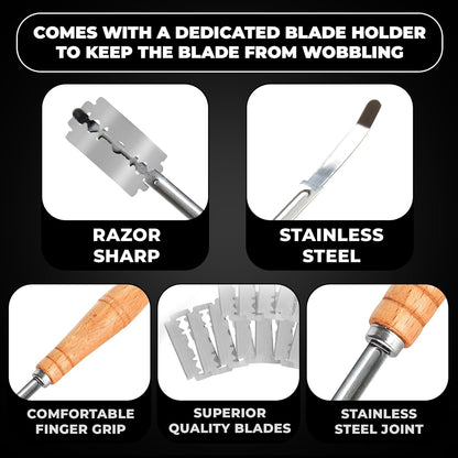 Orblue Bread Lame, Bread Scoring Knife, Bread Lame Dough Scoring Tool for Artisan Sourdough, Lame Bread Tool, Essential Baking Supplies with 12 Blades Included