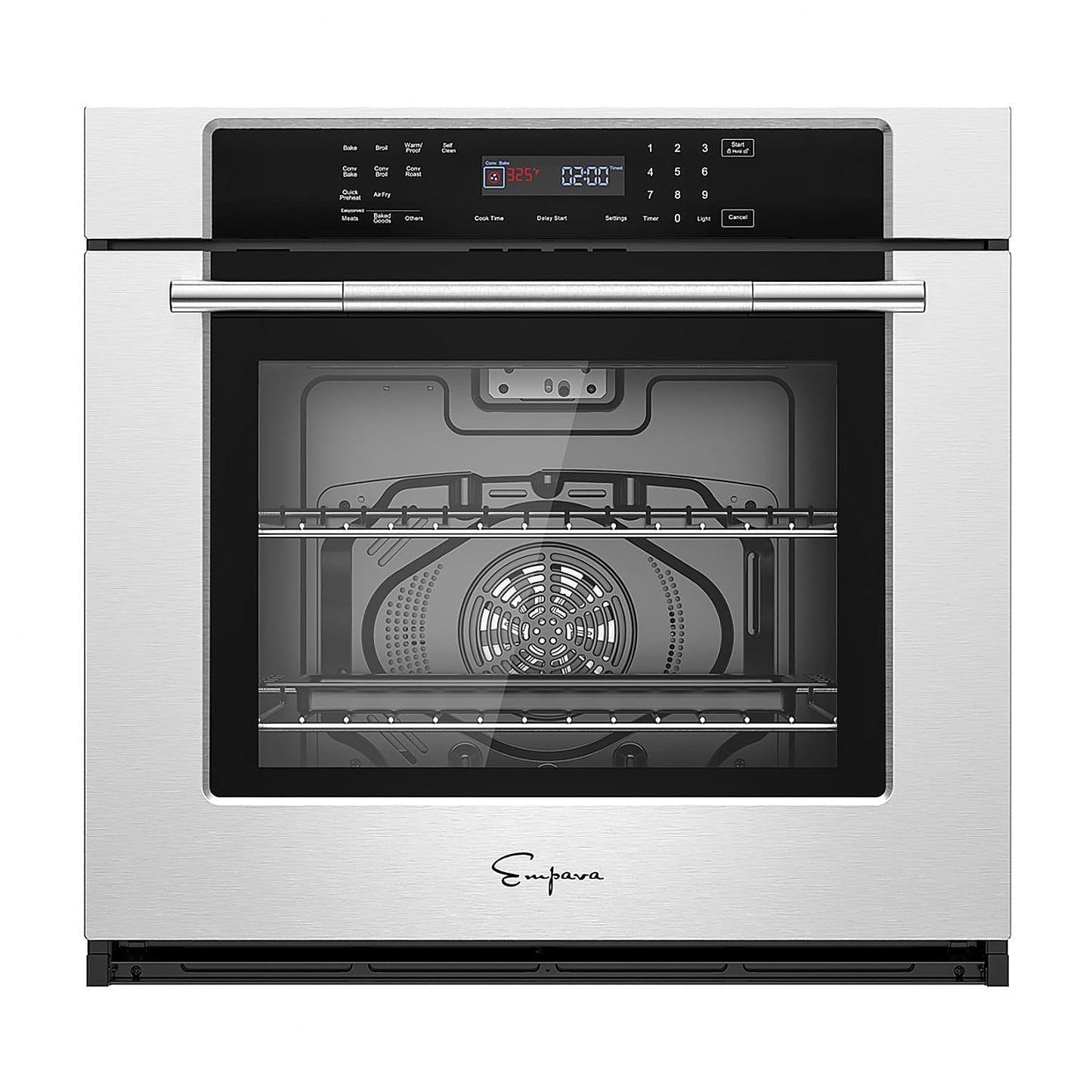 Empava 30 inch Electric Single Wall Oven with 10 Cooking Funcitons, Built-in Convection System with Screen Touch Control, 360° Rotisserie, Stainless Steel