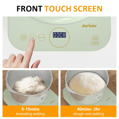 Sunvivi Electric Dough Maker with Weighing Function,5.2QT Dough Mixer with Ferment Function,Household Bread Maker Kitchen Flour Kneading Machine with Stainless Steel Bowl,Face-up Touch Panel