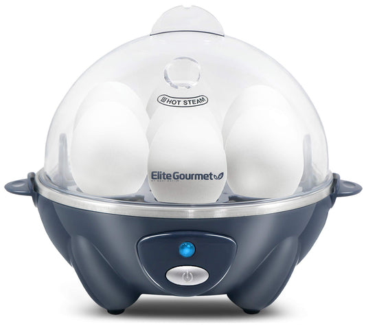 Elite Gourmet Easy Electric 7 Egg Capacity Soft, Medium, Hard-Boiled Cooker Poacher, Scrambled, Omelet Maker with Auto Shut-Off and Buzzer, BPA Free