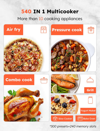 Nuwave Duet Air Fryer and Electric Pressure Cooker Combo with 2 Switchable Lids, 300 FoolProof One-Touch Presets, Crisp&Tender Tech, 6QT Heavy-duty Stainless Steel Pot, 15+ Safety Features