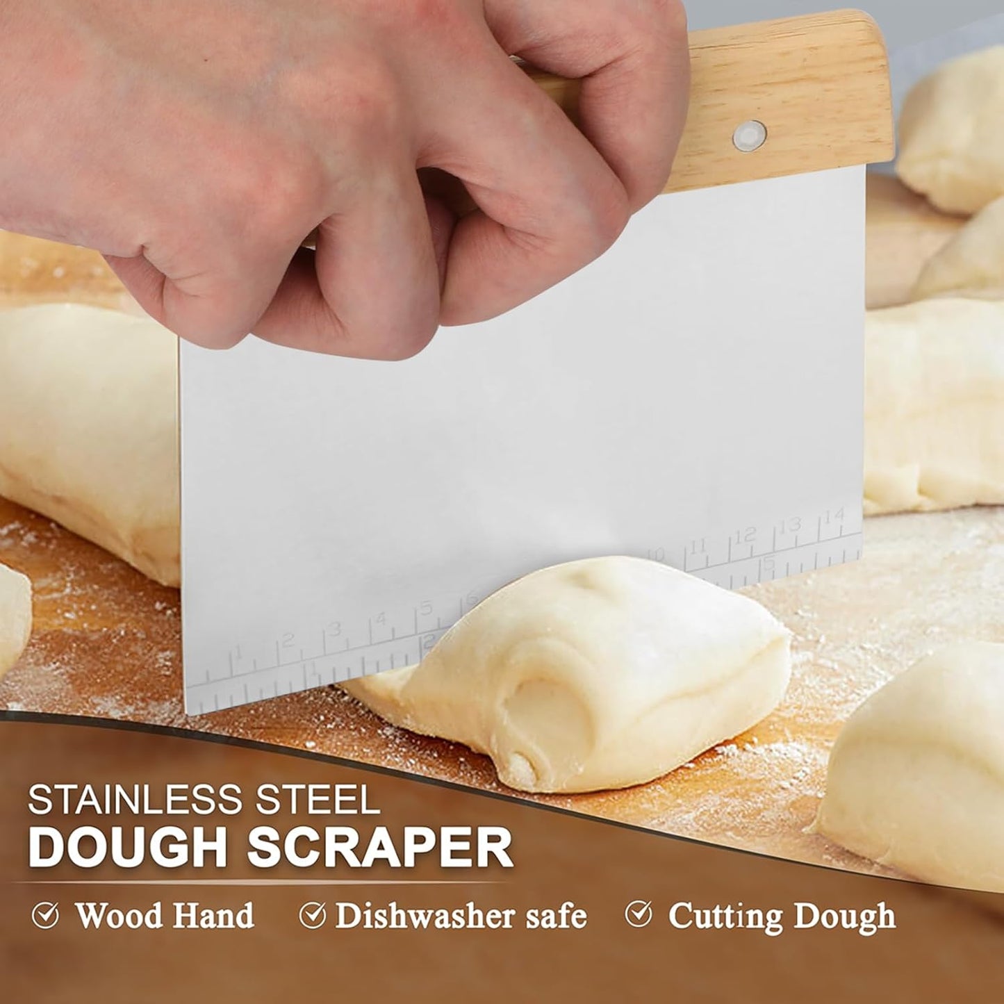 Hand Crafted Bread Lame Premium Sourdough Scoring Tool Bread Making Tools Set of 3 pieces Bread Knife(5 Blades) with Danish Dough Whisk and Dough Scraper Bread Cutter