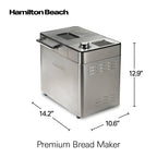 Hamilton Beach 29890 Premium Dough &amp; Bread Maker Machine z automatycznym dozownikiem owoców i orzechów, pojemność bochenka 2 funty, 21 programowalnych ustawień, obejmuje bezglutenowe + keto, stal nierdzewna