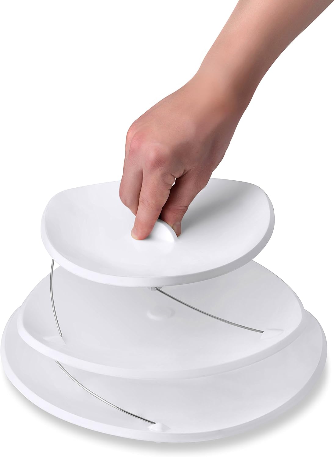 Masirs Collapsible 3-Tier Party Tray: Decorative Design Folds for Minimal Storage. an Elegant Serving Tray for Sandwiches, Cake, Sliced Cheese, and Deli Meat.