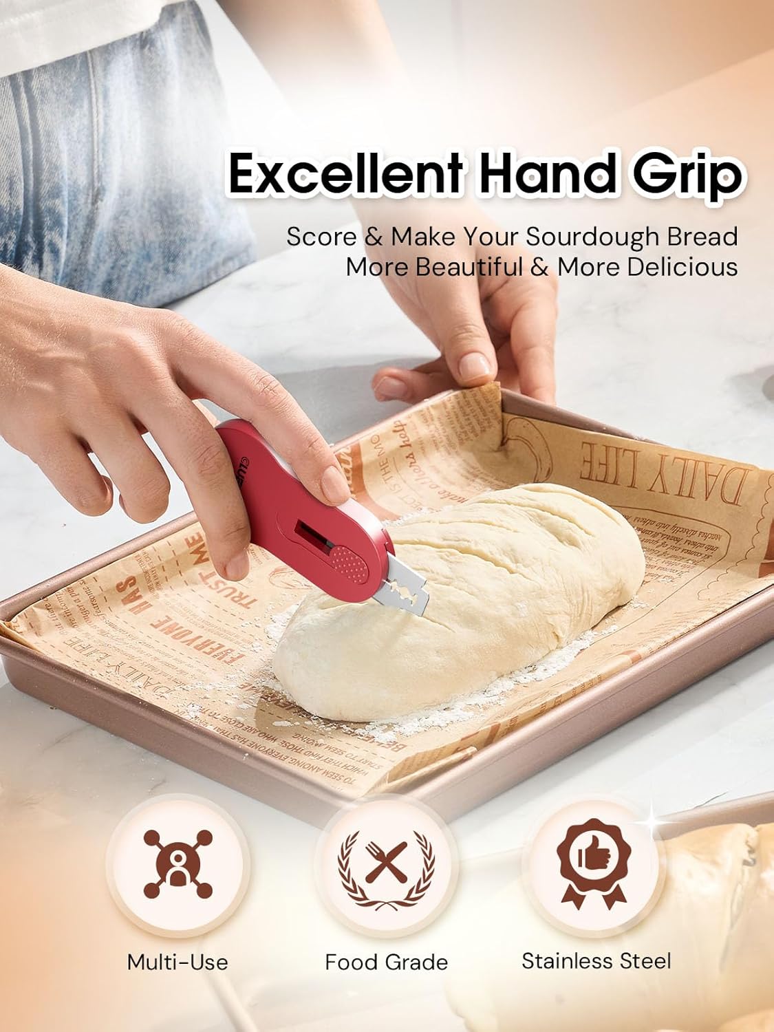 Bread Lame, Magnetic Storage Sourdough Scoring Tool With 5 Individual Blades For Artisan Bread, Essential Sourdough Baking Supplies, Scoring Knife for Bread Baking