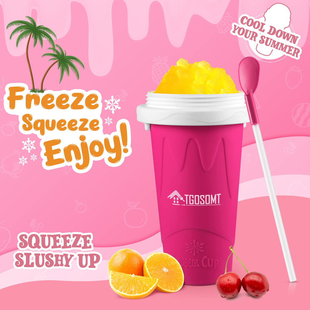Kubek Slushy Tgosomt, kubek do wyciskania lodu TIK TOK Frozen Magic Slushie Maker, fajne gadżety i świetne prezenty do skarpet i prezenty w kształcie białego słonia (różowe)