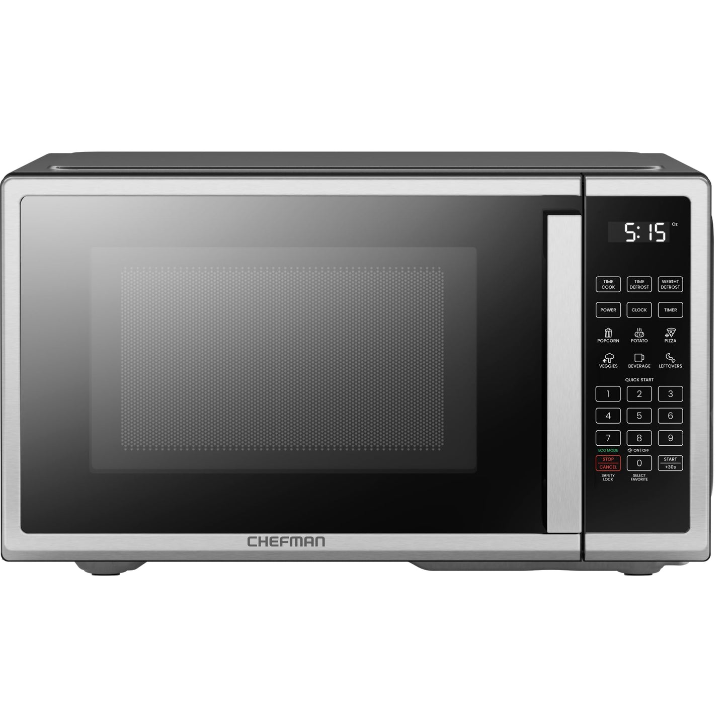 Chefman Countertop Microwave Oven 1.1 Cu. Ft. Digital Stainless Steel Microwave 1000 Watts with 6 Auto Menus, 10 Power Levels, Eco Mode, Memory, Mute Function, Child Safety Lock, Easy Clean